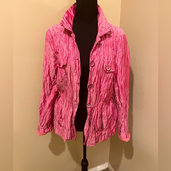 Chico's Iridescent Pink Crinkle lightweight jacket , size 3 (12-14) - Picture 1 of 3